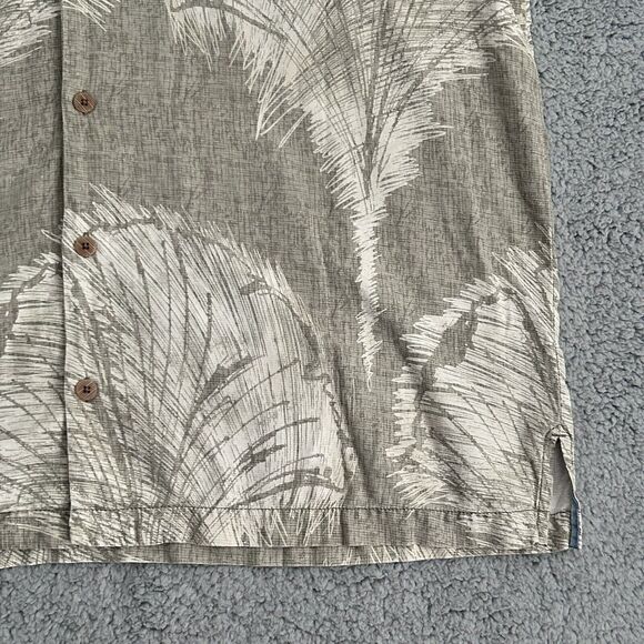 Tommy Bahama Mens XL Shirt Silk Green Ivory Print Button Down Short Sleeve - Picture 9 of 16